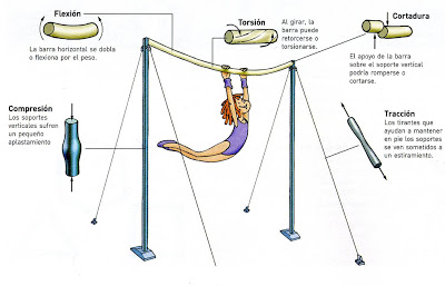 Esfuerzos en la barra de la gimnasta
